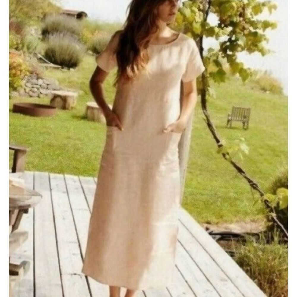 Christy Dawn Butterscotch Linen Seaton Dress Sz Small